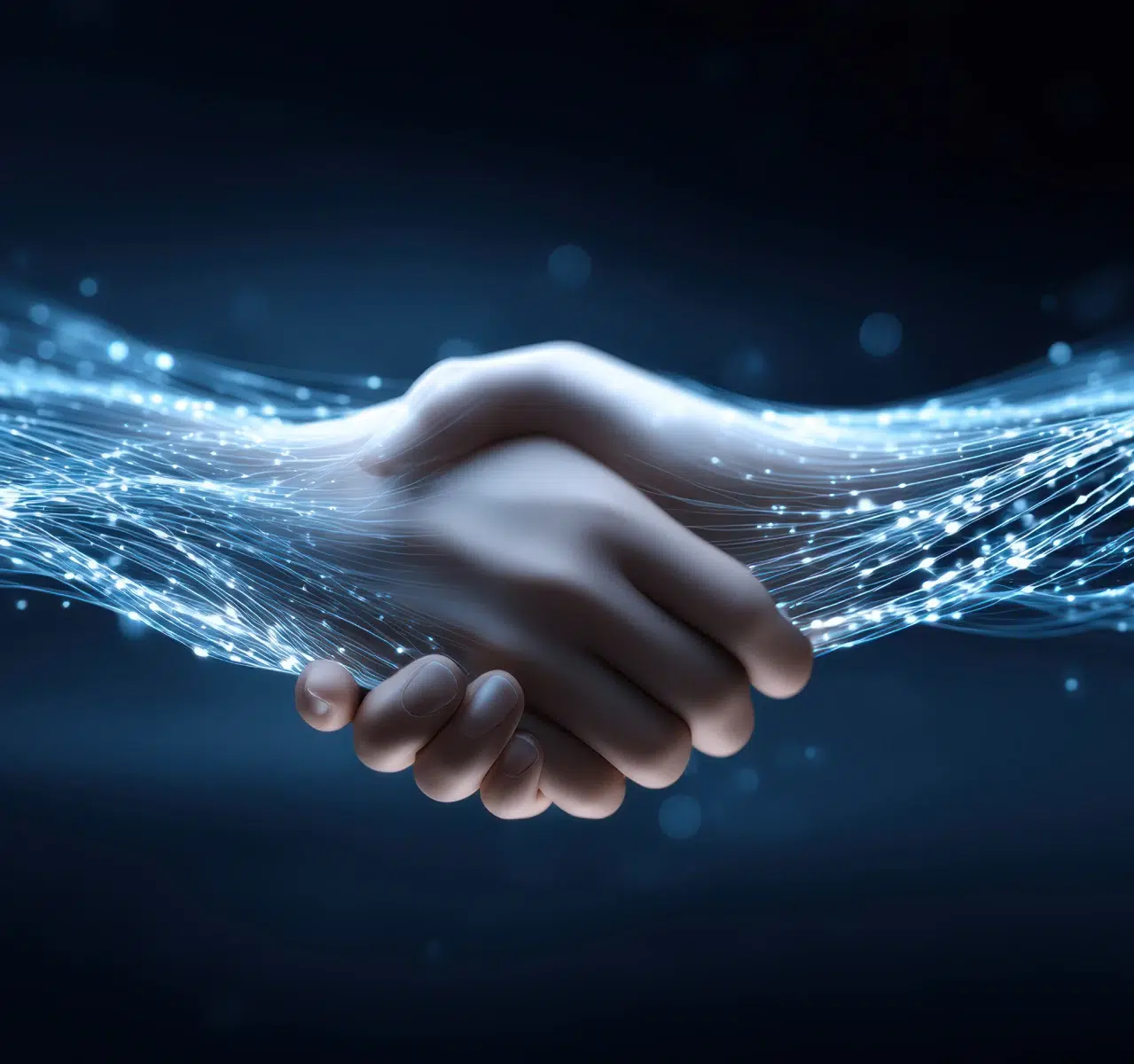 Poignée de main numérique avec effet lumineux